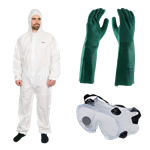 PPE Kit - Coveralls PVC Gloves and Safety Goggles