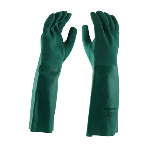 PVC Green Gauntlet Gloves 45cm