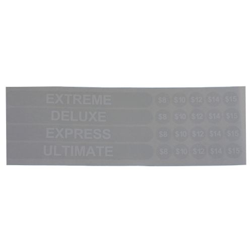 Decal Sticker Wash Name and Price for ANZTEC Automatic Car Wash Entry