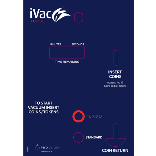 Decal Prowash iVac TURBO Vacuum Coin Box