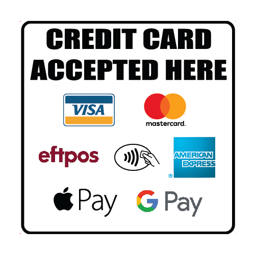 Decal CT400 - Credit Cards Accepted Here 8.5 cm x 8.5 cm